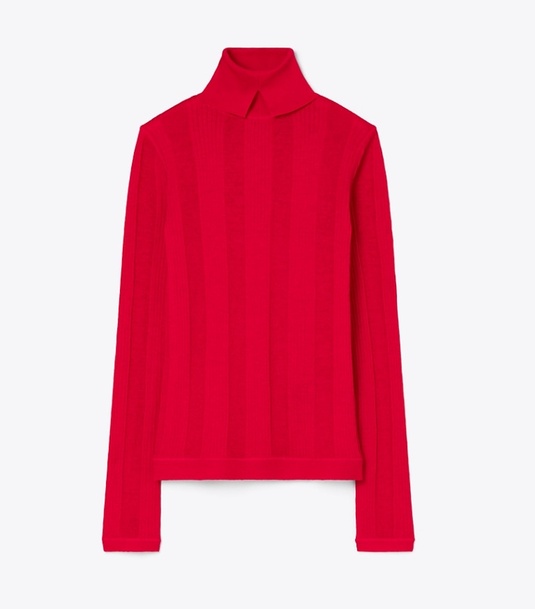 Tory Burch diseñador jerséis Jersey de cuello alto de punto fino en Strawberry frente