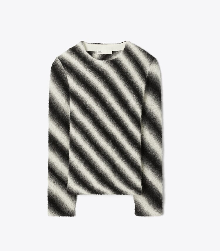 Tory Burch diseñador suéteres Jersey de lana a rayas en Ivory / Black frente