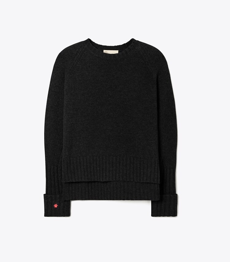 Tory Burch diseñador suéteres Jersey de lana merino en BLACK frente