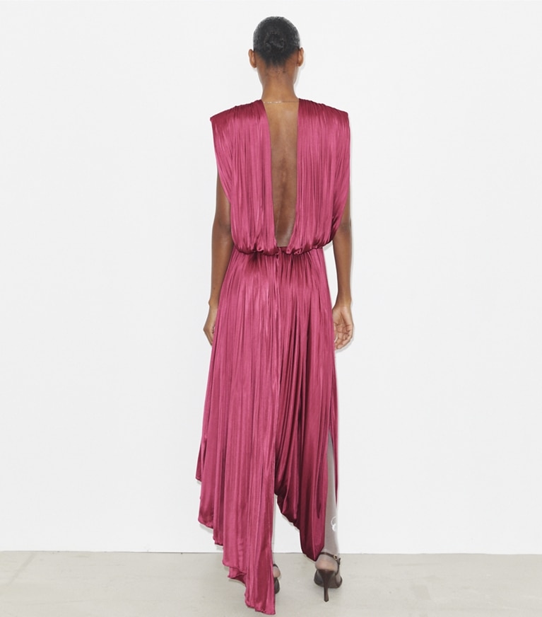 Tory Burch designer dresses Jersey Draped Dress in Cranberry front