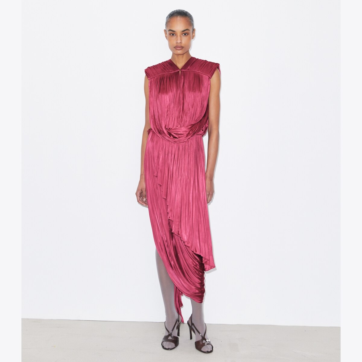 jersey draped dress Taupe Draped jersey loop dress