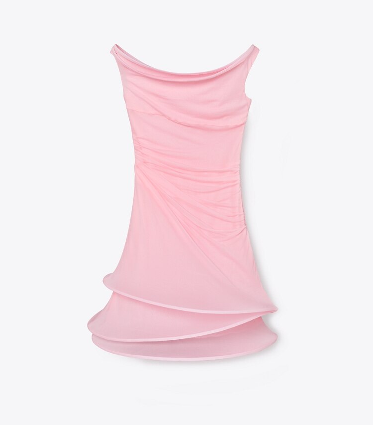 Tory Burch designer ドレス ジャージー フープドレス in Fluoro Pink front