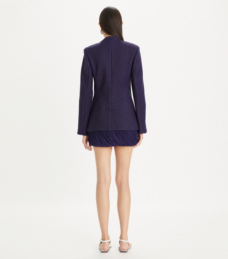 Tory Burch designer jackets Jersey Jacket in Royal Ink on model back