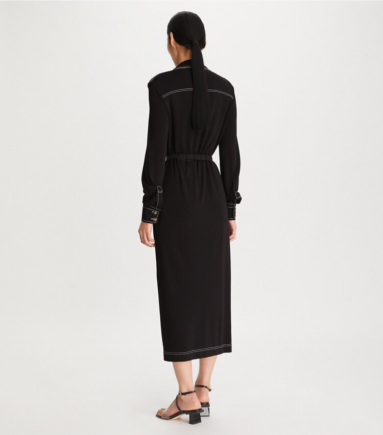 Tory Burch designer dresses Jersey Knit Polo Dress in Black on model back