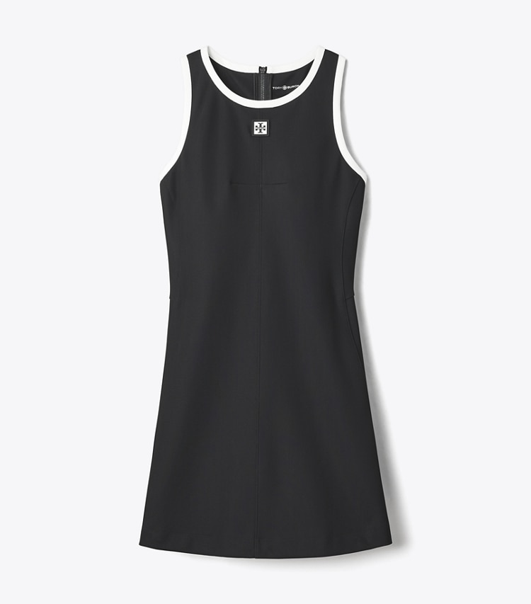 Tory Burch designer dresses Jersey Racerback Tennis Dress in Black / Snow White front