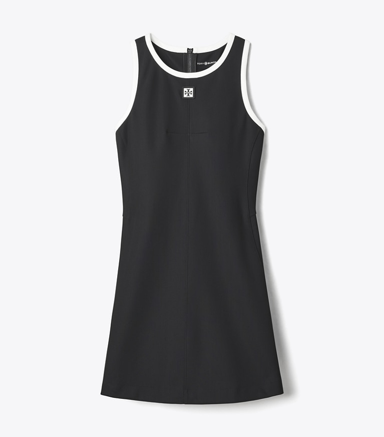 Tory Burch designer dresses Jersey Racerback Tennis Dress in Black / Snow White front