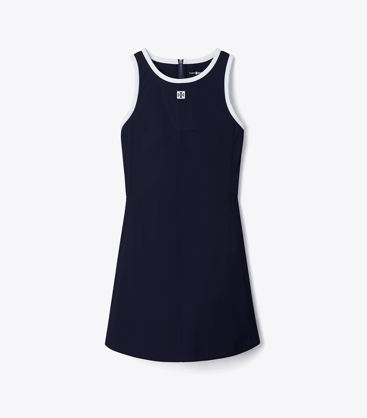 Tory Burch designer dresses Jersey Racerback Tennis Dress in Deep Navy / Snow White front