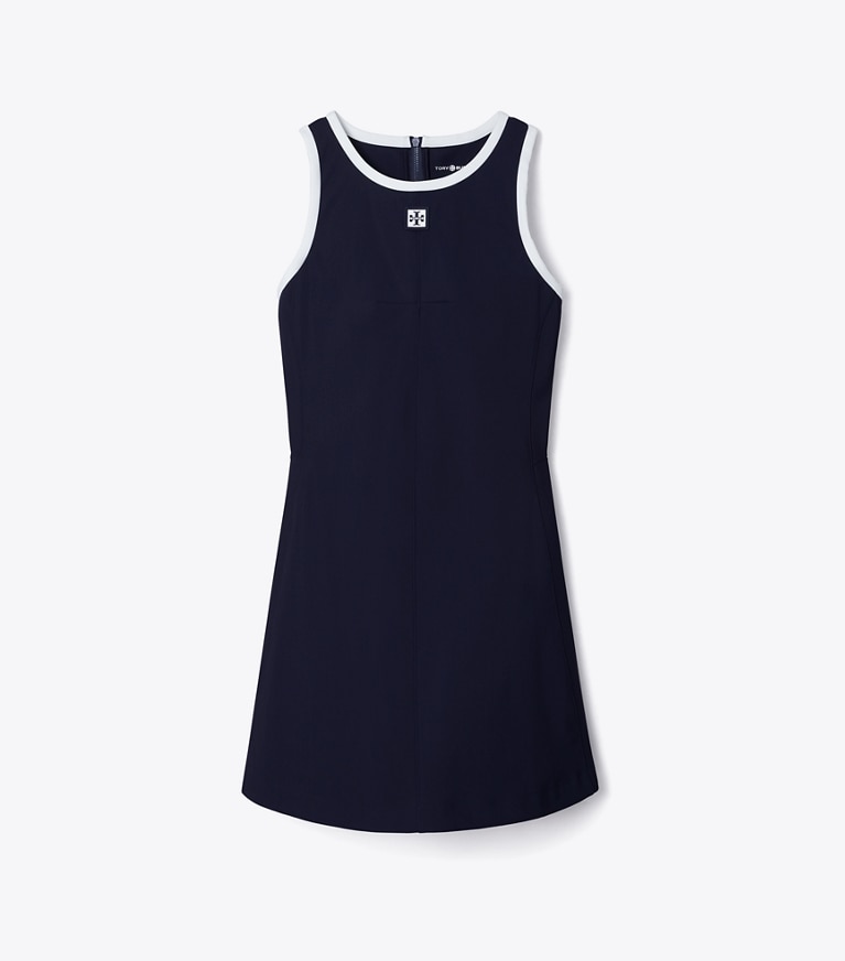 Tory Burch designer dresses Jersey Racerback Tennis Dress in Deep Navy / Snow White front
