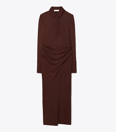 Tory Burch designer dresses Jersey Shirtdress in Dark Sangria front