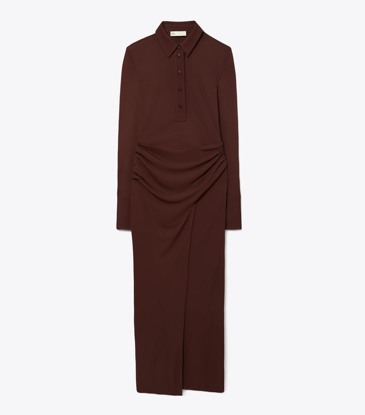 Tory Burch designer dresses Jersey Shirtdress in Dark Sangria front