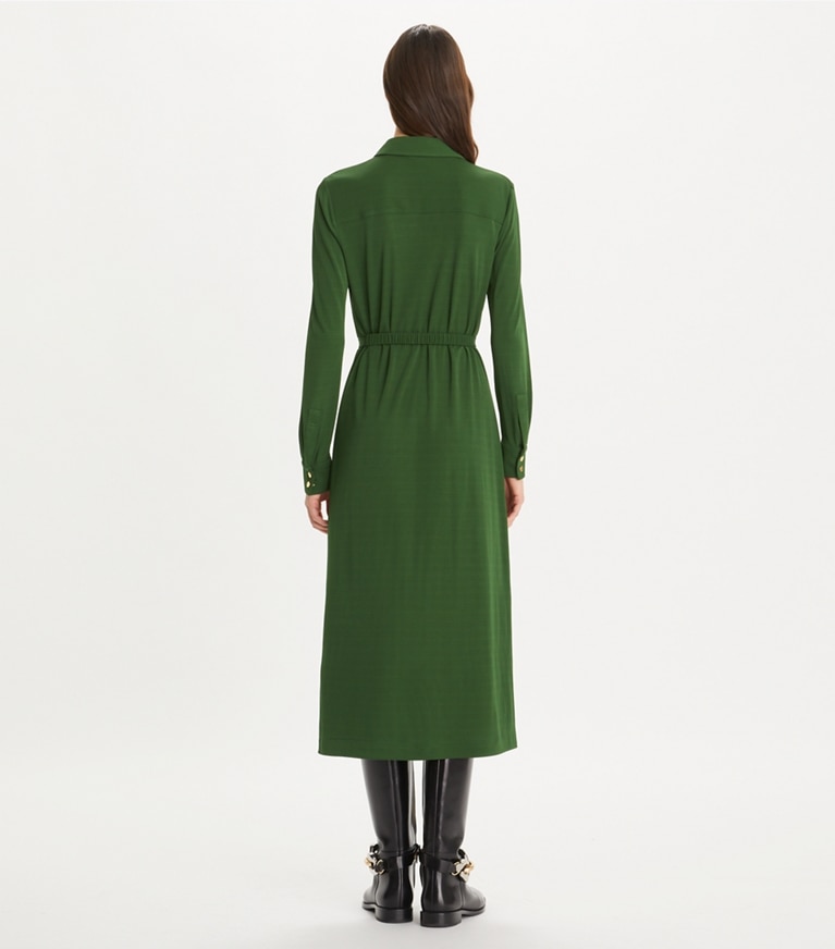 Tory Burch designer dresses Jersey Shirtdress in Dark Rainforest front