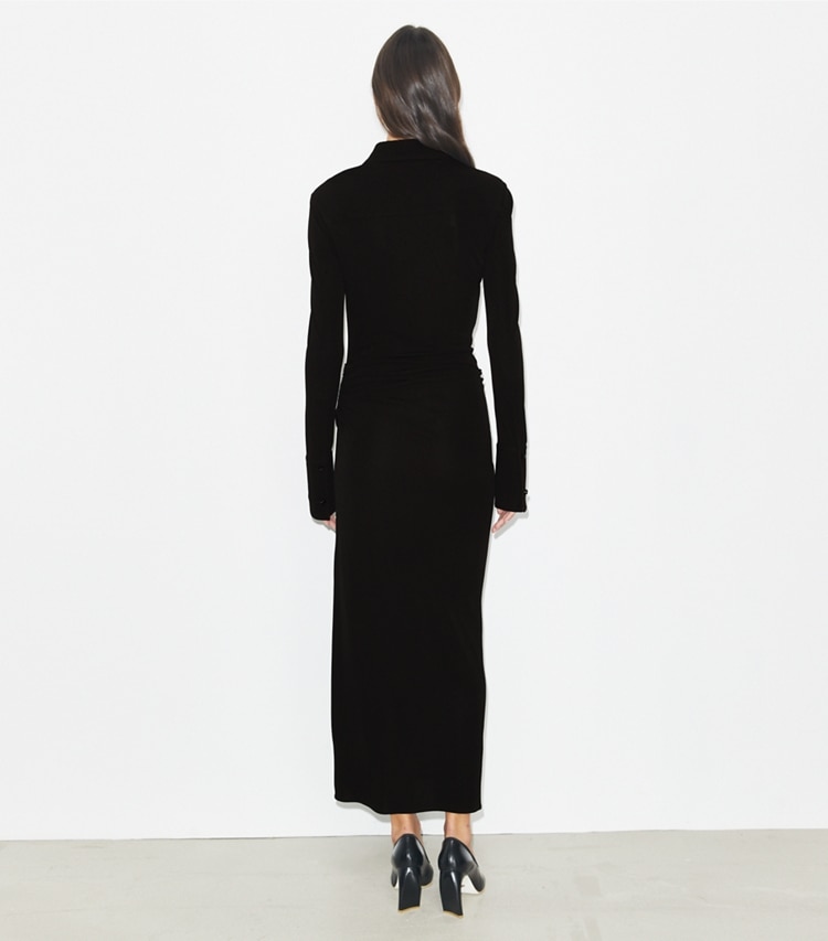 Tory Burch designer dresses Jersey Shirtdress in Black on model back