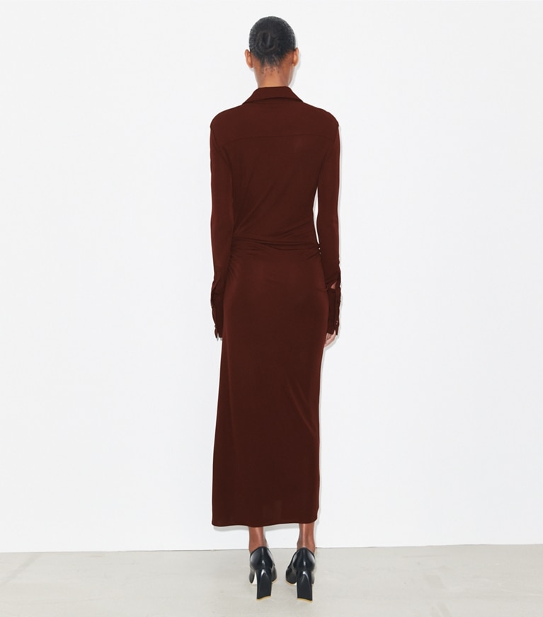 Tory Burch designer dresses Jersey Shirtdress in Dark Sangria front