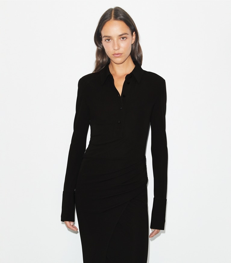 Tory Burch designer dresses Jersey Shirtdress in Black front
