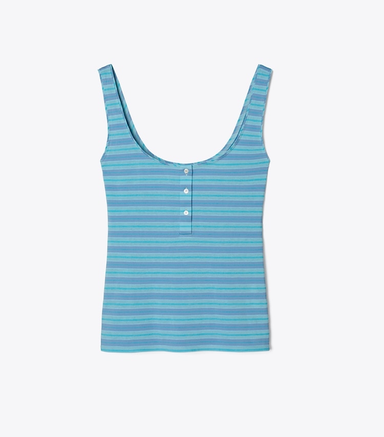 Tory Burch designer tops Jersey Striped Tank in Blue Multi Stripe front