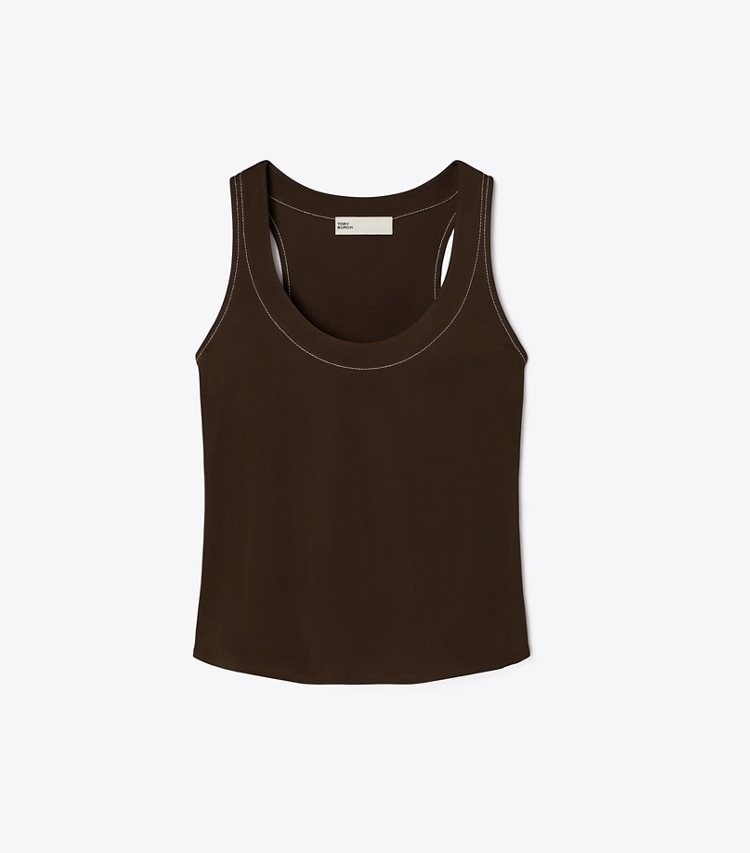 Tory Burch designer tops Jersey Tank Top in Deep Chocolate front