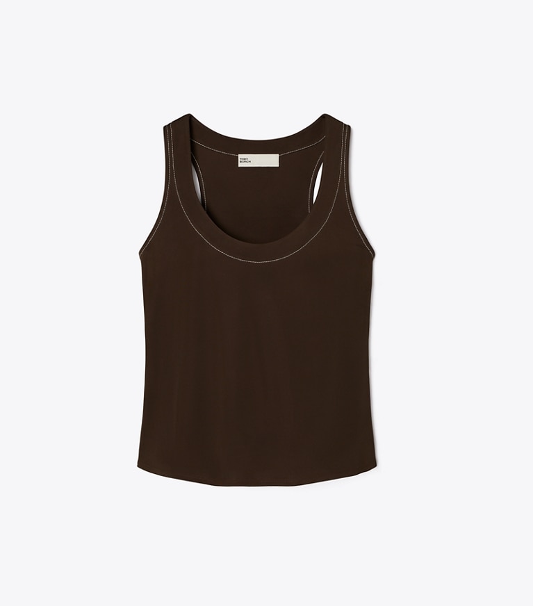 Tory Burch designer tops Jersey Tank Top in Deep Chocolate front