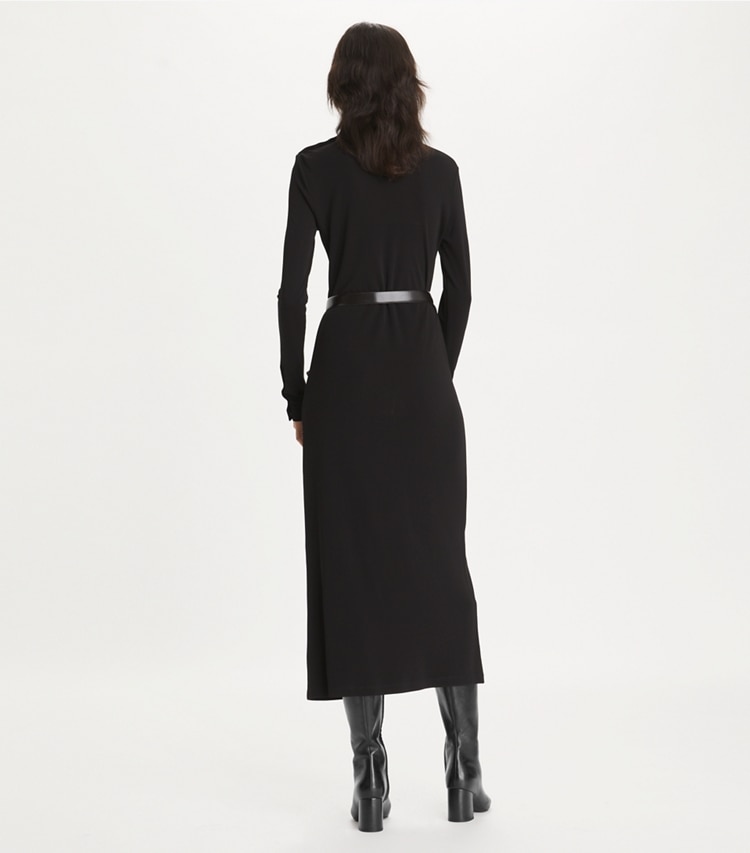 Tory Burch designer ドレス ジャージー タートルネックドレス in Black on model back