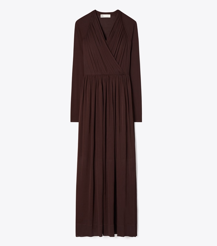 Tory Burch designer dresses Jersey Wrap Dress in Spiced Chocolate front