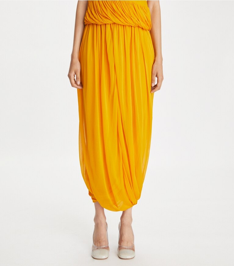 Tory Burch designer unterteile Jerseyrock mit Twist-Effekt in Winter Sun front