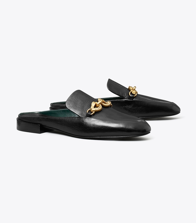 Tory Burch designer flats Jessa Backless Loafer in PERFECT BLACK angle