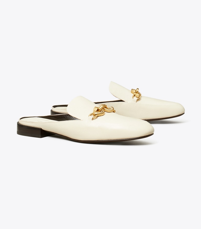 TORY BURCH ローファー　Jessa 本革　レザー　ゴールド　ホワイト Jessa Backless Loafer: Women's Designer Flats | Tory Burch