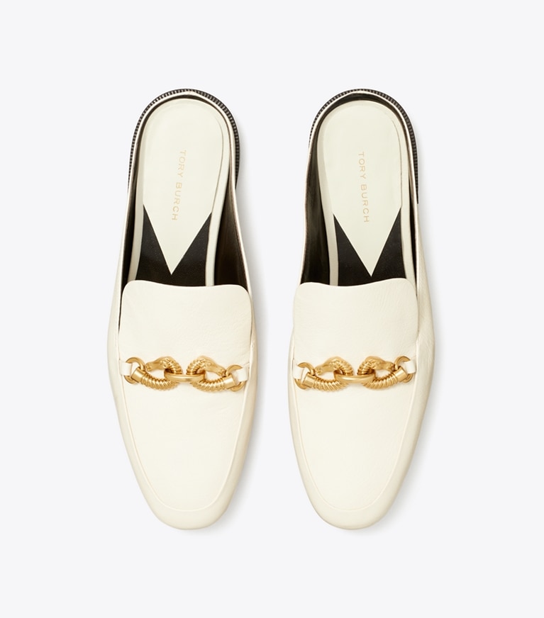 TORY BURCH ローファー　Jessa 本革　レザー　ゴールド　ホワイト Jessa Backless Loafer: Women's Designer Flats | Tory Burch