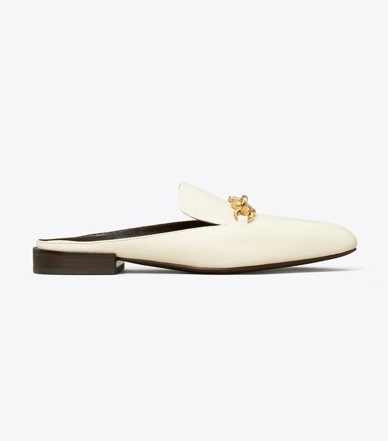 Tory Burch designer flats Jessa Backless Loafer in LIGHT CREAM angle
