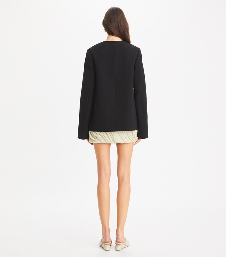 Tory Burch designer tops Jessa Crepe U-Neck Tunic in Black front