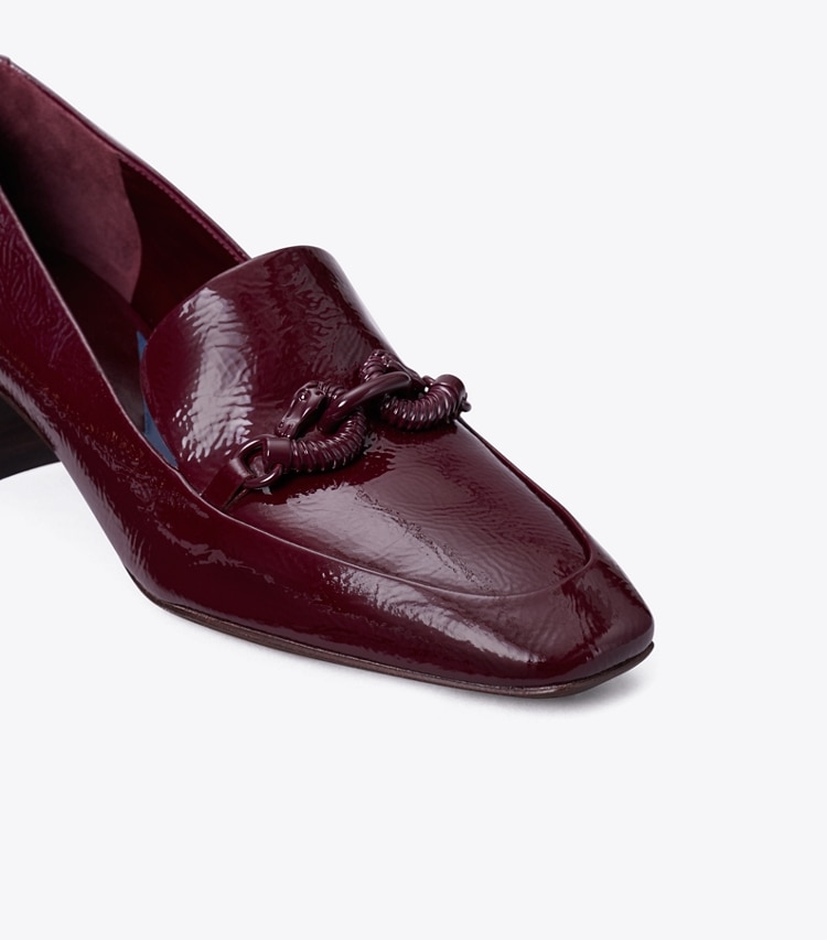 Tory Burch designer heels Jessa Heeled Loafer in DARK CARMINE detail