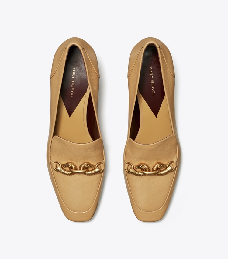 Tory Burch designer heels Jessa Heeled Loafer in GINGER SHORTBREAD overhead