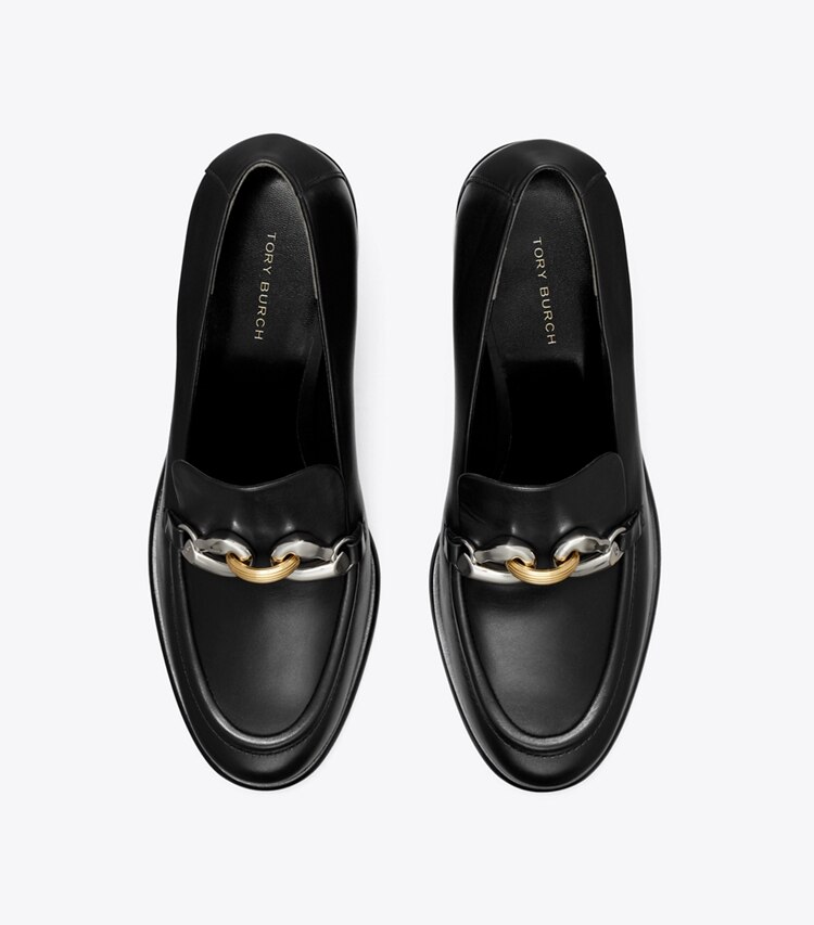 Tory Burch designer heels Jessa Heeled Loafer in PERFECT BLACK overhead