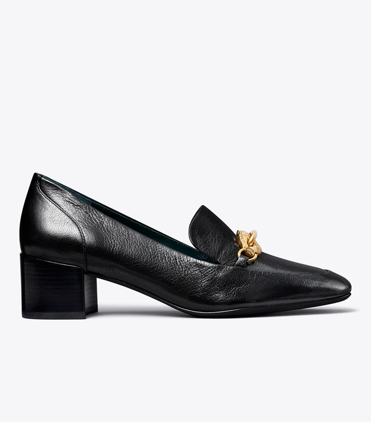 Tory Burch designer heels Jessa Heeled Loafer in PERFECT BLACK side