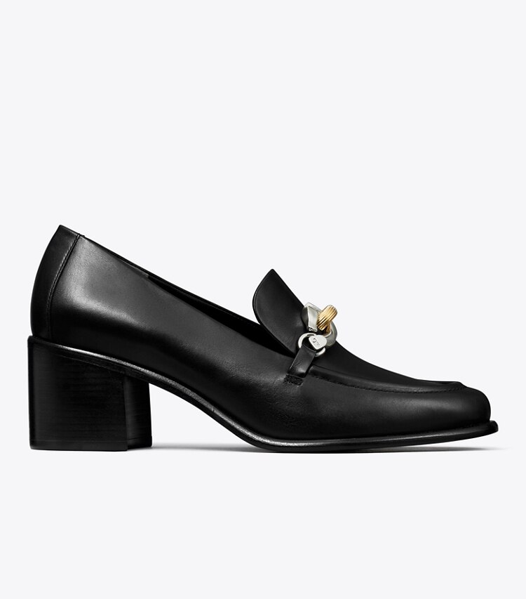 Tory Burch designer heels Jessa Heeled Loafer in PERFECT BLACK side
