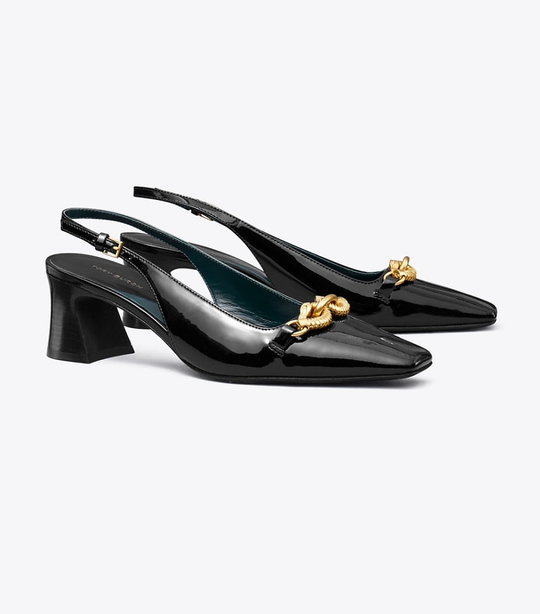 Black patent slingback heels on sale