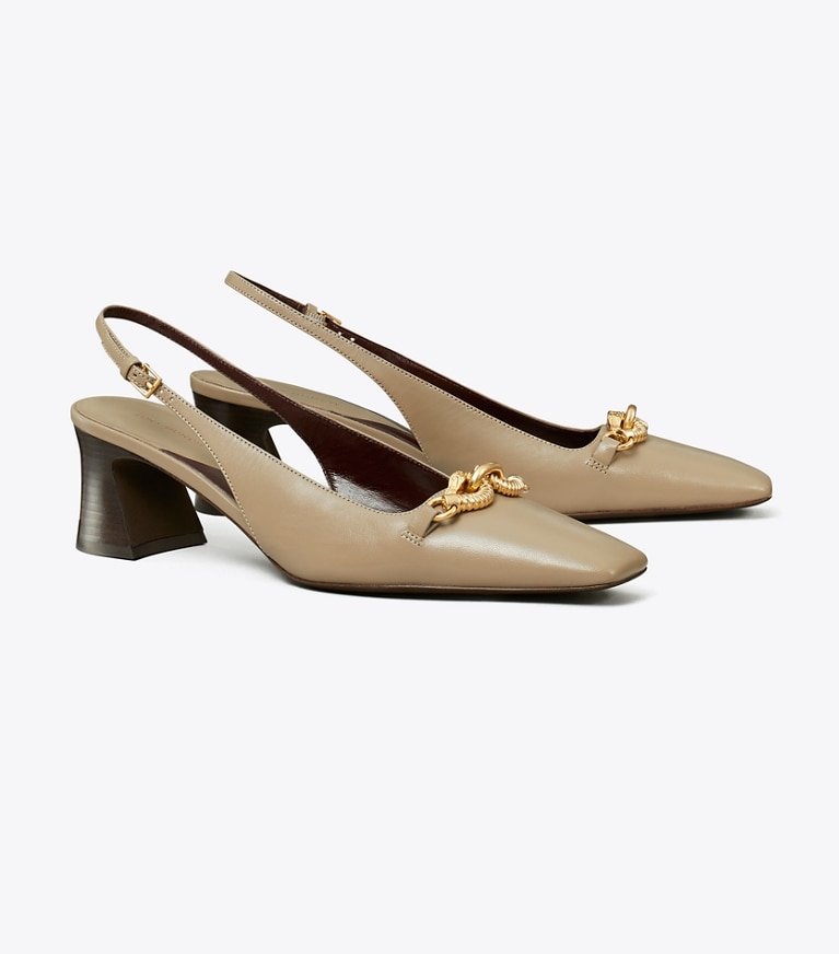 Tory Burch designer heels Jessa Heeled Slingback in DARK ELK angle