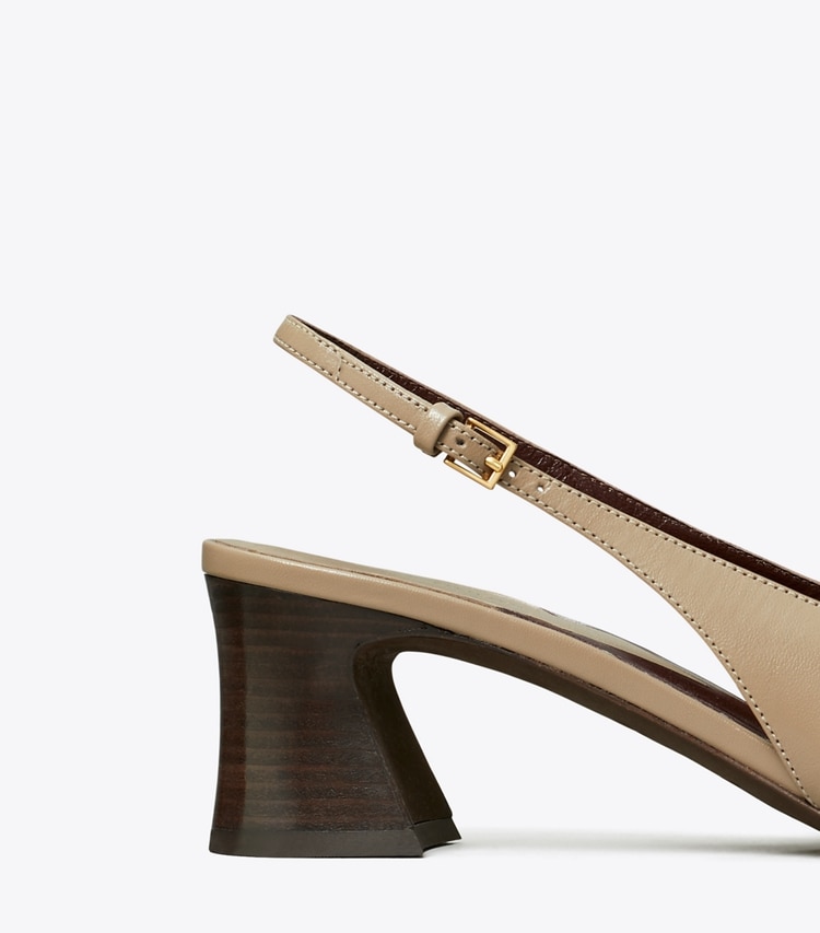 Tory Burch designer heels Jessa Heeled Slingback in DARK ELK detail
