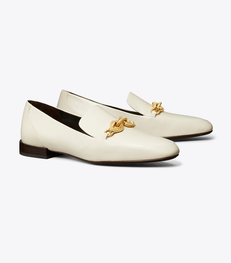 Tory Burch designer フラット ジェッサ ローファー ワイド in LIGHT CREAM angle