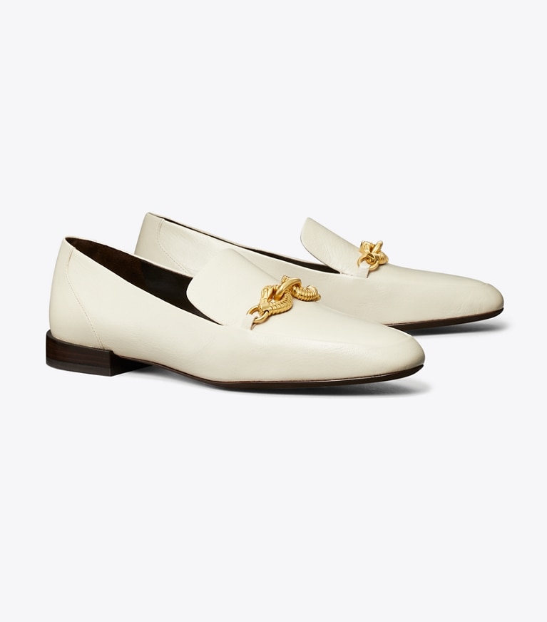 Tory Burch designer フラット ジェッサ ローファー ワイド in LIGHT CREAM angle
