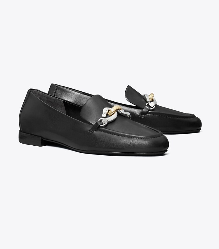 Tory Burch designer フラット ジェッサ ローファー ワイド in PERFECT BLACK angle