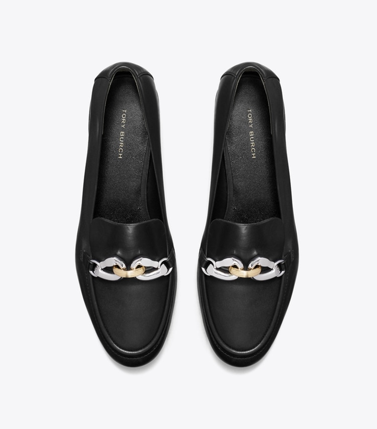 Tory Burch designer フラット ジェッサ ローファー ワイド in PERFECT BLACK オーバーヘッド