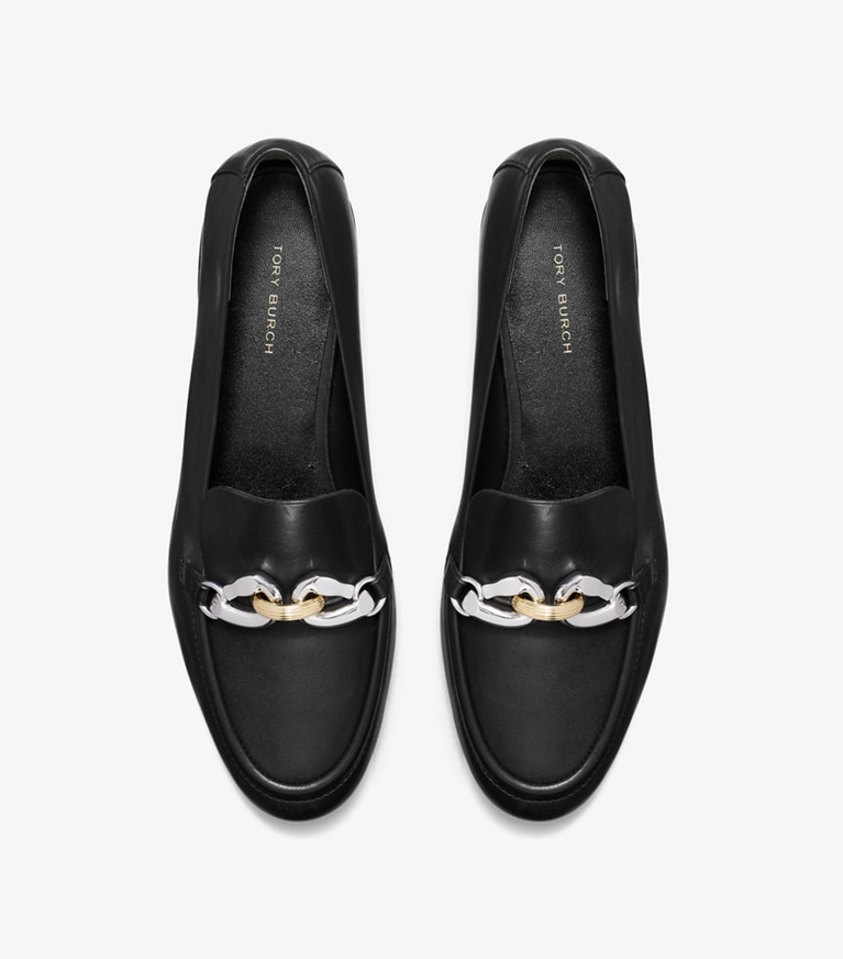 Tory Burch designer フラット ジェッサ ローファー ワイド in PERFECT BLACK angle