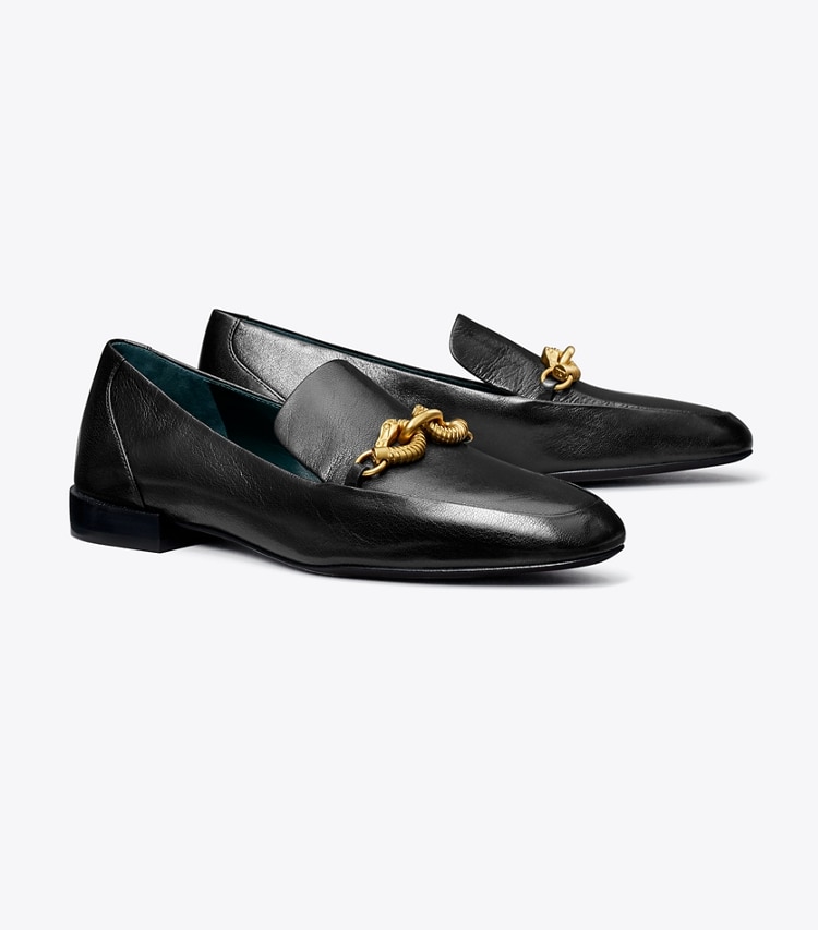 Tory Burch designer flats Jessa Loafer in PERFECT BLACK angle