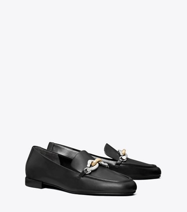 Tory Burch designer flats Jessa Loafer in PERFECT BLACK angle