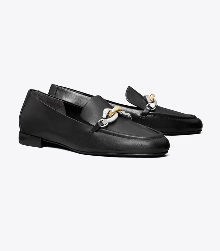 Tory Burch designer flats Jessa Loafer in PERFECT BLACK angle