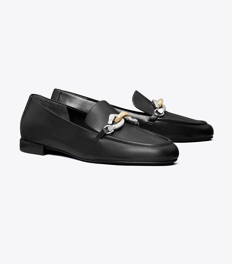 Tory Burch designer flats Jessa Loafer in PERFECT BLACK angle