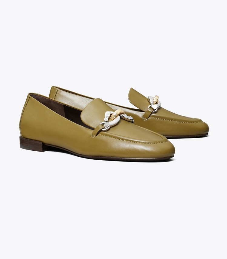 Tory Burch designer flats Jessa Loafer in RAMURE GREEN angle
