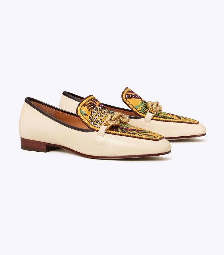 Tory Burch Jessa Croc Embossed Leather Flat Loafers 