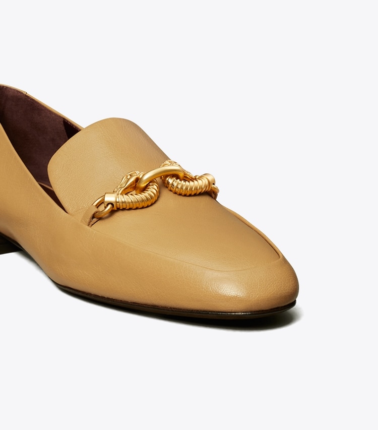 Tory Burch designer flats Jessa Loafer in GINGER SHORTBREAD detail