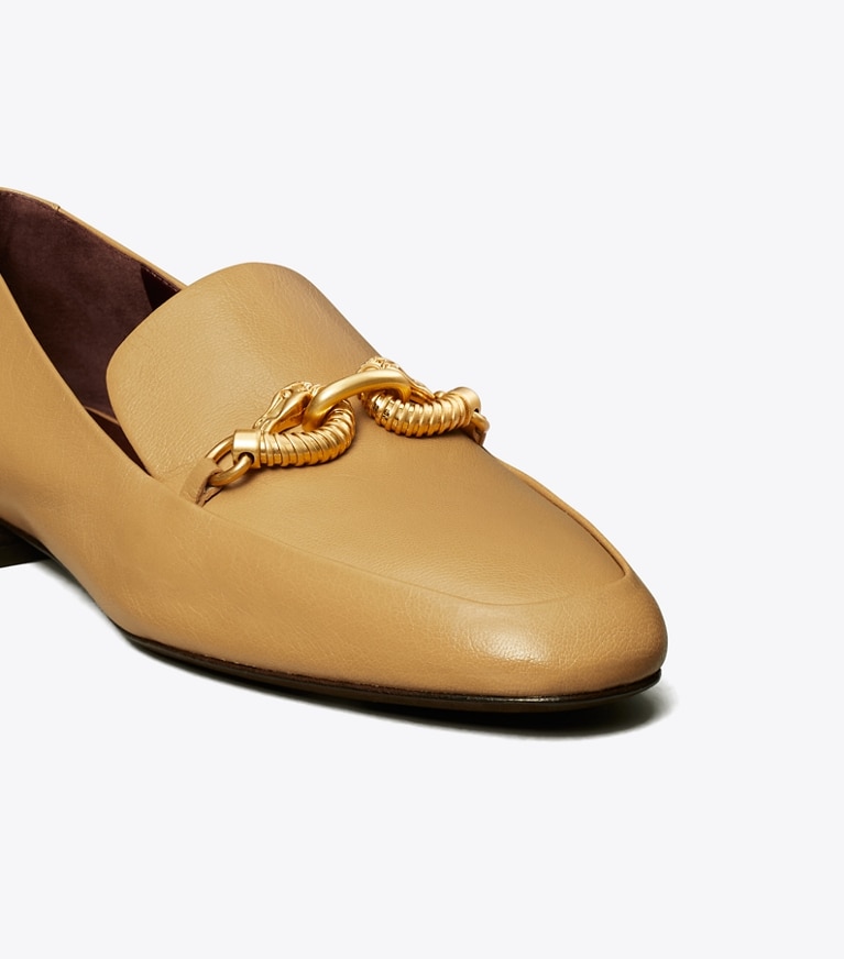 Tory Burch designer flats Jessa Loafer in GINGER SHORTBREAD angle